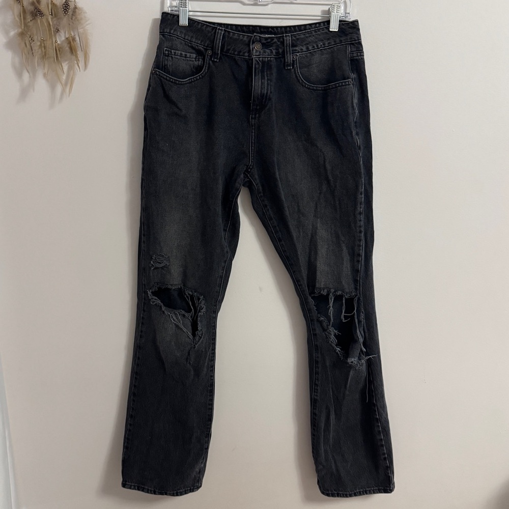 Fashion nova black distressed straight leg jeans